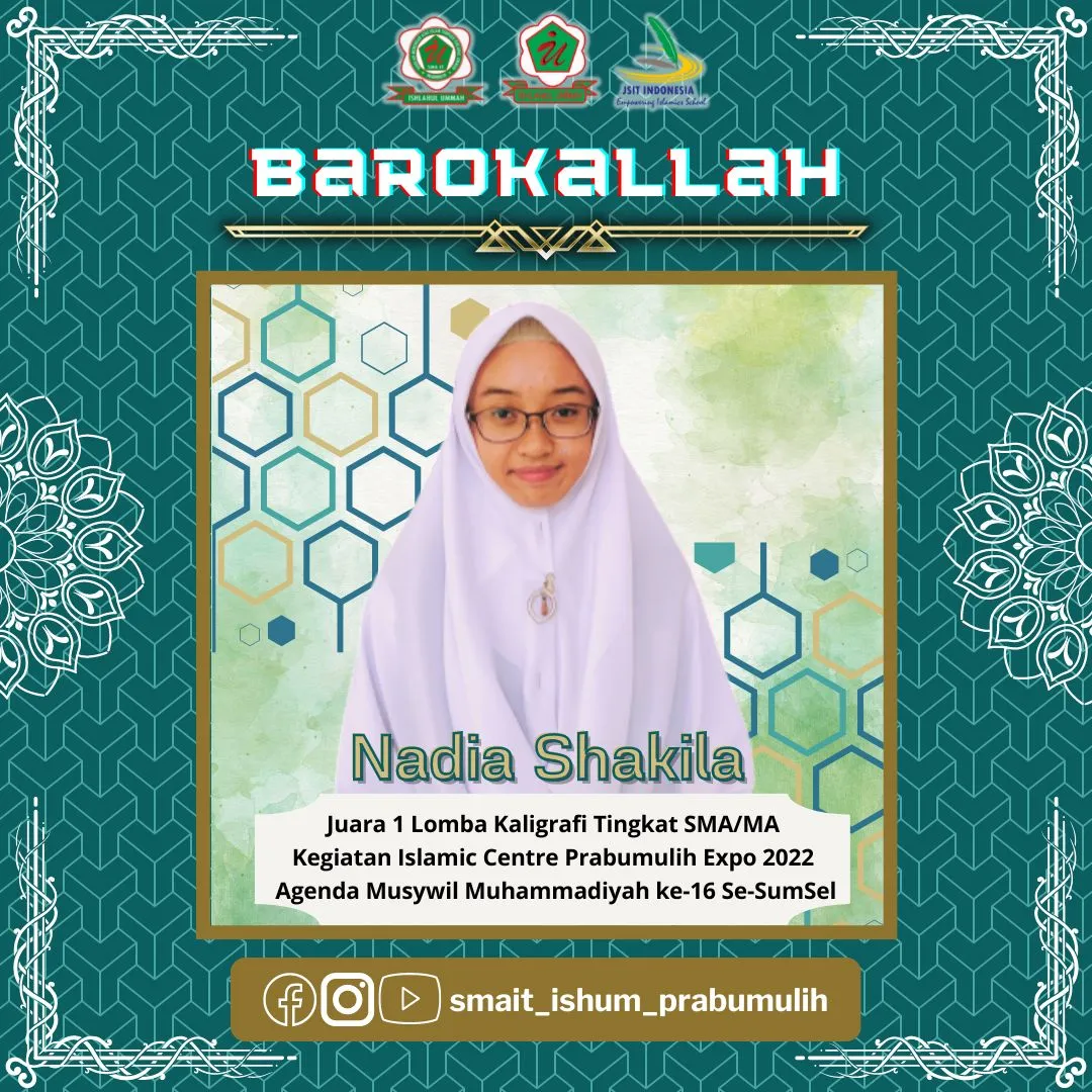 Prestasi Siswa: Juara 1 Lomba Kaligrafi (Juara 1 Tingkat Kota Prabumulih)