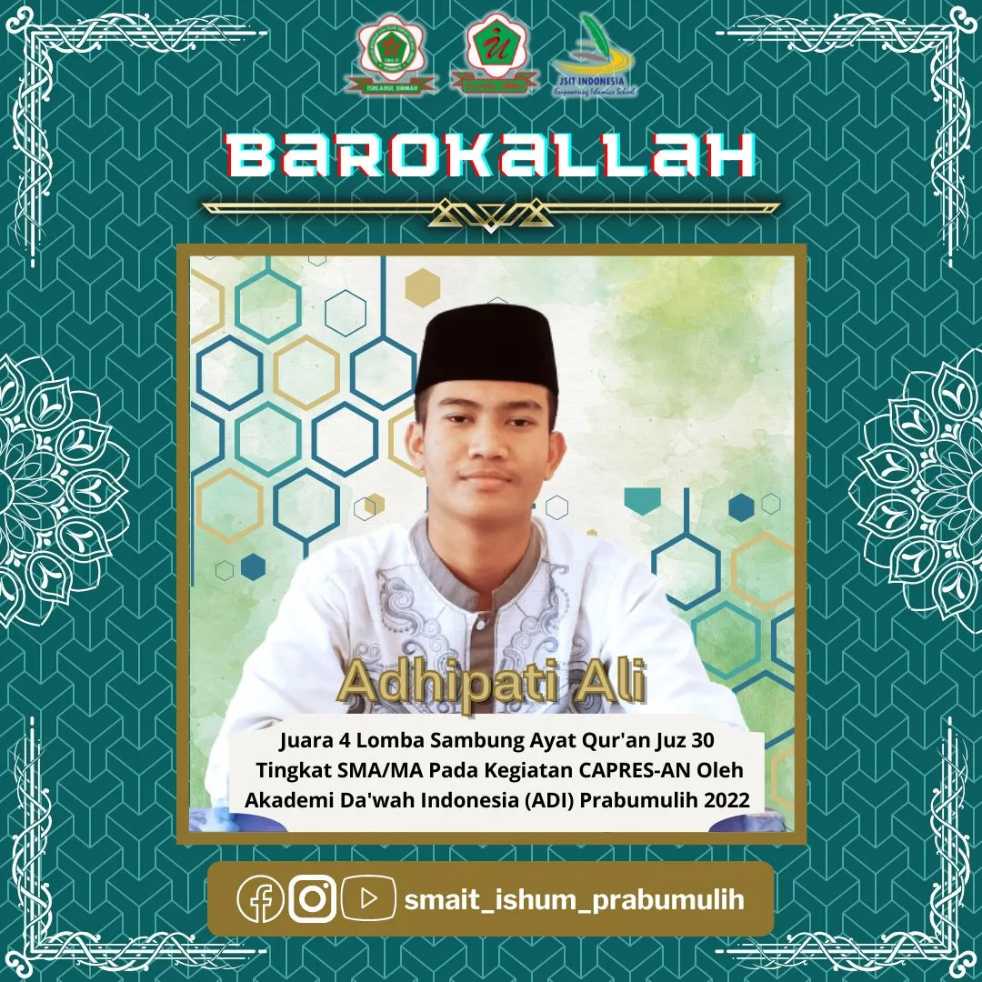 Prestasi Siswa: Juara 4 Sambung Ayat Qur'an (Juara 4 Tingkat Kota Prabumulih)